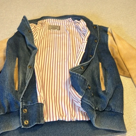 CP Rail Denim Varsity Jacket. Canadian Pacific railway Vintage Jacket. Medium - Picture 8 of 16